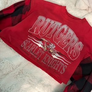 Rutgers Flannel sleeve sweatshirt